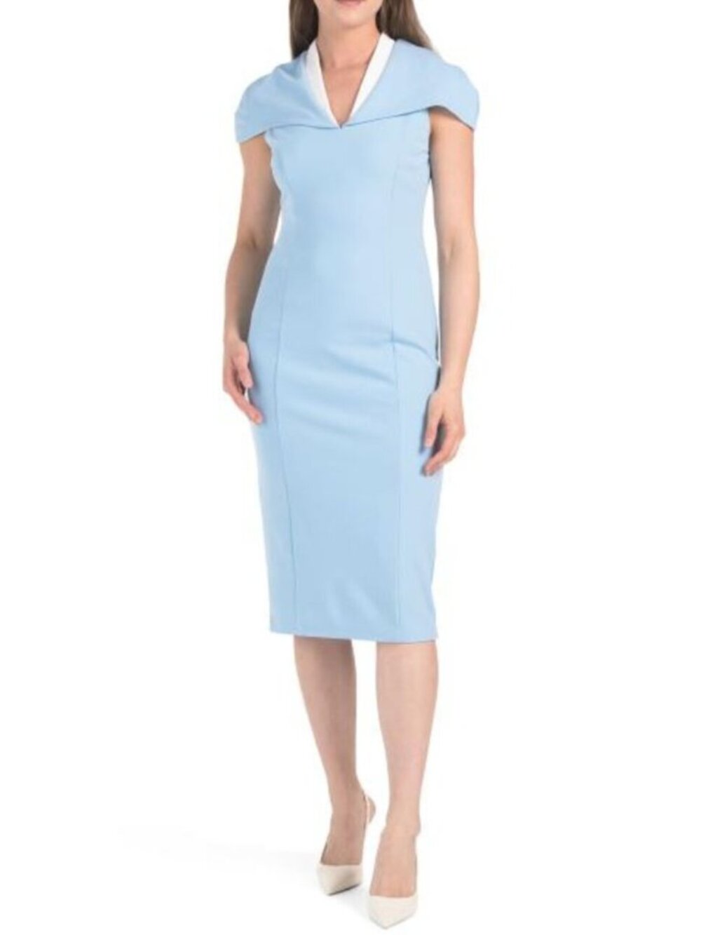 ALEXIA ADMOR Tati Contrast Collar Cape Sheath Dress